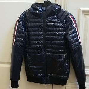 Navy ski Cyrus hooded shine puffer jacket